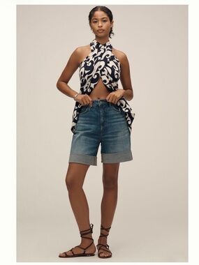 The Austyn High-Rise Cuffed Jean Shorts by Pilcro Anthropologie size 26 denim